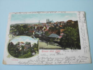 AK01 Gruß aus Eger Cheb 1900 Lithografie